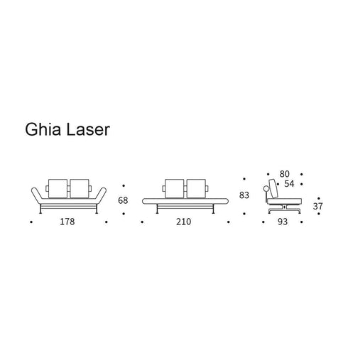 Ghia Laser Sofa Bed Fabric with leather / 210x93cm